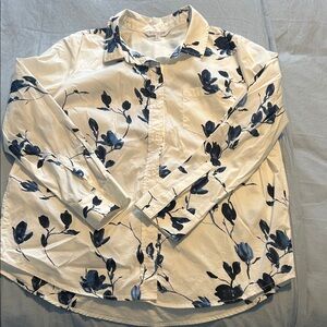 Liverpool White and Blue Floral Blouse